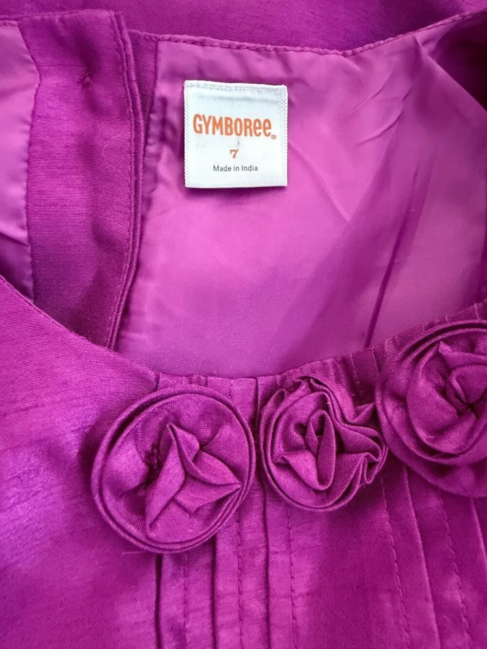 Gymboree Girls 7 Magenta Party Dress Rosette Floral Cap Sleeve Special Occasion